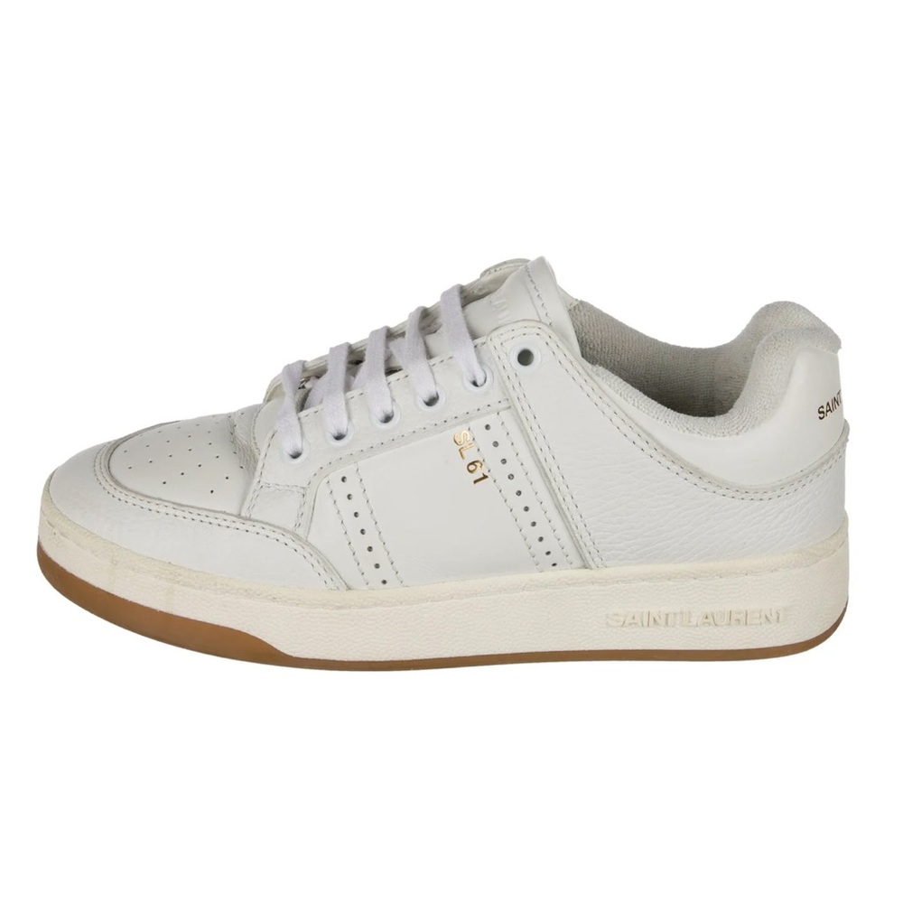 Saint Laurent Cream Leather Sneakers
